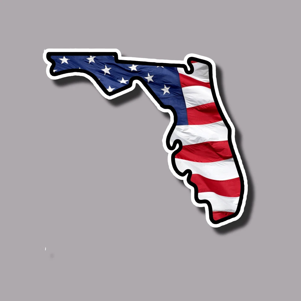 Pegatina de vinilo patriótica de 3" con forma de bandera americana de Florida Foto 1 de 1