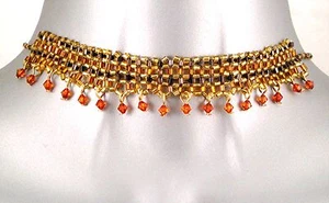 Goldenes indisches amerikanisches Moulin Burlesque Hochzeit Braut Abschlussball Goth Halsband Halskette - Bild 1 von 3