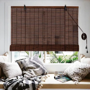 Bamboo Blinds, Bamboo Roll up Shades for Windows, Light Filtering Bamboo Roller - Picture 1 of 7