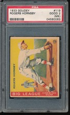 1933 Goudey Rogers Hornsby #119 PSA 2 MK - Cardinals