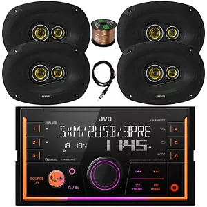 JVC In-Dash 2DIN Bluetooth AM/FM Car Radio, 4x 6x9" 450W Speakers, Antenna, Wire - Picture 1 of 5