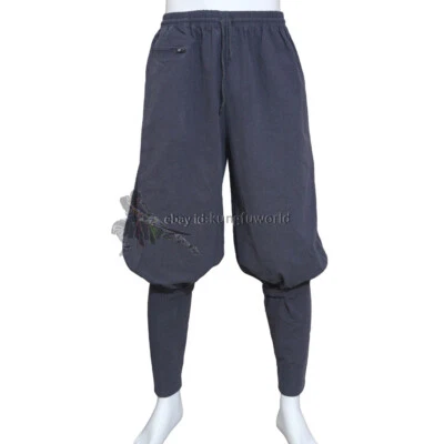Pantalones Monje Budista de Algodón Grueso Shaolin Kung Fu Pantalones Ropa de Meditación Foto 1 de 4