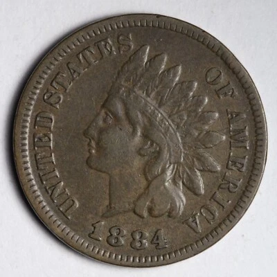 1884 Indian Head Cent Penny CHOICE AU E127 QNJ - Image 1 of 2