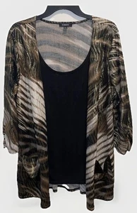 Elementz Top Womens 2X Gold Black Leopard Metallic Two In One Pullover Stretch - Picture 1 of 6