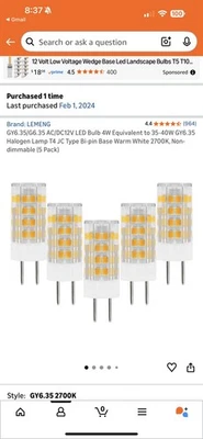 GY6.35 LED Bulb Halogen Replacement 50W Bi-pin Base AC/DC 12V Qty 19    - Image 1 of 4