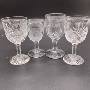 4 Clear Cordial Goblets Replacement or Collecting Various Patterns - Picture 1 of 12