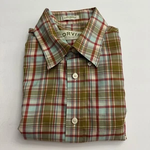 Camisa a Cuadros Orvis Para Hombres Madrás Talla L Marrón Rojo De Colección Exterior Heritage Preppy - Imagen 1 de 8