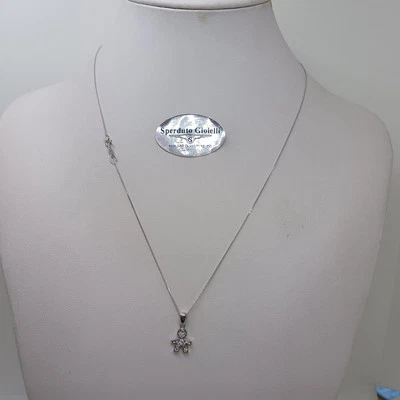 COLLANA DA DONNA CIONDOLO MASCHIETTO E ZIRCONI ORO BIANCO 18KT 1,55 GR (7957) - Immagine 1 di 4