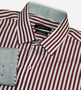Bugatchi Super Fine Cotton Shirt Men’s 16/40 Flip Cuffs Striped Long Sleeve - Picture 1 of 10