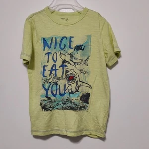 Kids Shark Graphic Tee Green Short Sleeve T-Shirt Boys Size Small Gap - Picture 1 of 4
