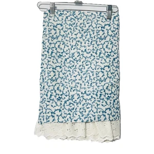 Vintage Croscill 3er Set Gardine Volants blau weiß Ösen Spitze Landhaus - Bild 1 von 10