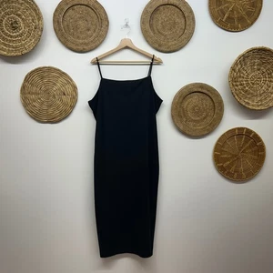 NUEVO H&M Neutro Minimalista Negro Sin Mangas Midi Vestido Sin Mangas abertura XL - Imagen 1 de 7