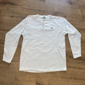 Vintage Rare 80s Apple Rainbow Logo White Henley Employee Long Sleeve Shirt XL - Picture 1 of 14
