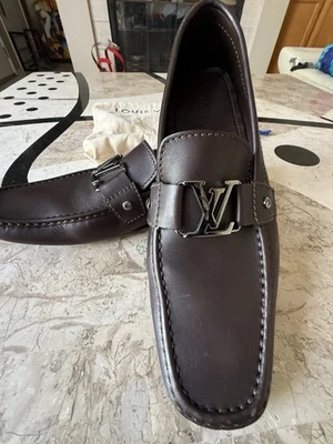Louis Vuitton Monte Carlo Mocasines Mocasines Cuero Marrón Oscuro Zapatos Reino Unido 11 EE. UU. 12 Foto 1 de 4