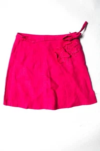 Cacharel Girls Pink Linen Floral Belted A-Line Skirt Size 6 - Picture 1 of 3