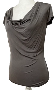 Blusa para mujer Ann Taylor capucha cuello cascada ajustada plateada pequeña pequeña - Imagen 1 de 4