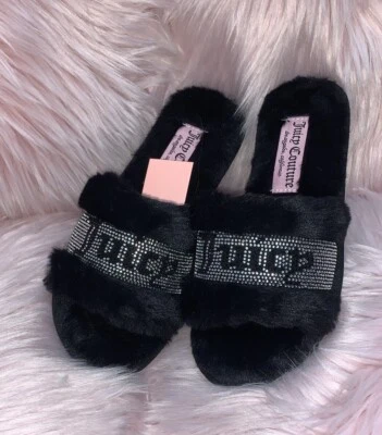Juicy Couture JC Gravity Slide Slippers Faux Fur  Black-2 Size M (6.5-7.5) - Image 1 of 4