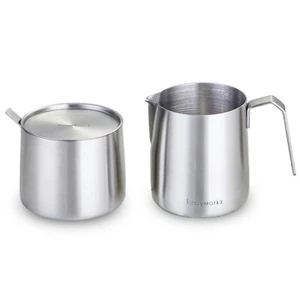Easyworkz Zuckerdose und Milchkännchen-Set aus Edelstahl, stapelbares Design - Bild 1 von 9