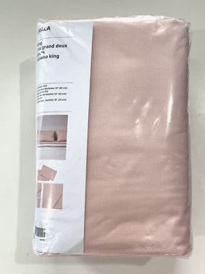 Juego de Sábanas Ikea DVALA King, Algodón Rosa Claro Ajustable, Sábana Plana + 2 Fundas de Almohada Foto 1 de 4