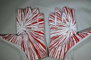 Adidas WHITE RED NFL ADZ 7.0 Football Gloves Receiver Tacky Grip 3X 4X m - Picture 1 of 9