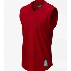 Mizuno Mens Elite Mesh Game Jersey Sleeveless Button Front Size XL Red NWT - Afbeelding 1 van 8