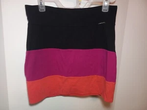 Ecko Red Ecko Unltd Womens Large Mini Skirt Black Orange Purple Stretch Zipper  - Picture 1 of 21