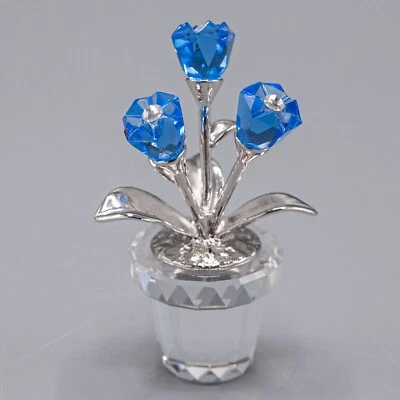 Swarovski Crystal Memories Forget Me Not Potted Flowers Figurine - FREE USA SHIP - Image 1 of 4