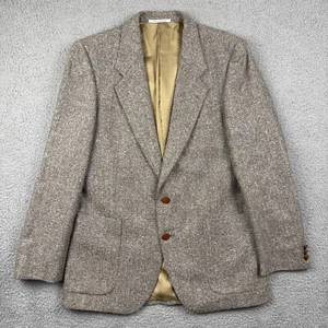 VTG Yves Saint Laurent YSL Blazer Mens 38R Beige Wool Tweed Sport Coat Jacket - Picture 1 of 15