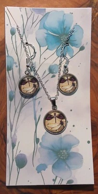 Cabochon Schmuckset Ohrringe Und Halskette Libelle  - Bild 1 von 4