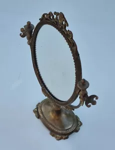 Specchio Da Tavolo In Ottone Vintage - Foto 1 di 4