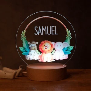 Personalisiertes Dschungel-Nachtlicht, neues Baby, 1. Geburtstag, Taufgeschenk - Bild 1 von 1