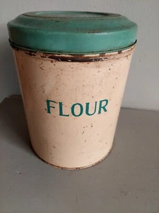 Tala Flour Canister Huge Vintage 27cm Tall 22cm Diameter Base Cream Green Lid - Picture 1 of 16