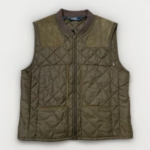 Vintage Polo Ralph Lauren gesteppte Wildleder Reiten Jagd Schießen Weste 1990er Large - Bild 1 von 11
