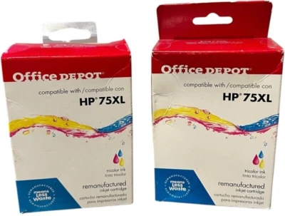2 packs - Office Depot Ink Cartridges comparable to HP 75XL High Yield Tricolor - Image 1 of 4