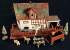 Antique diorama allemand PUTZ HOUSE alpin c1910-20 avec figurines etc DANS SA BOITE D'ORIGINE !