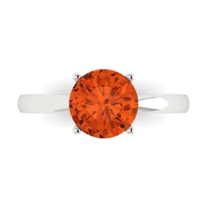 14K White Gold Solitaire Engagement Ring for Women, 2 ctw Simulated Red Diamond - Picture 1 of 11