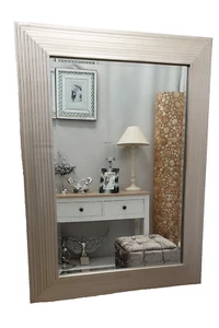 Jordan Stepped Frame Silver French Style Bevelled Modern Wall Mirror 114x84cm - Picture 1 of 6