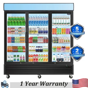 70 Cu.ft Commercial Glass Door Refrigerator 3 Swing Door Reach-In Merchandising - Picture 1 of 12