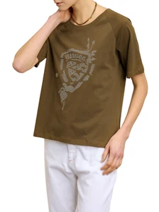 Blauer T-shirt Havey manica corta con logo borchiato verde militare - Foto 1 di 6