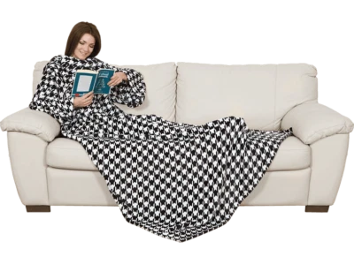 Kanguru Deluxe Fleece Kuscheldecke mit Ärmeln und Brusttasche "Optical" 140x210 - Bild 1 von 4