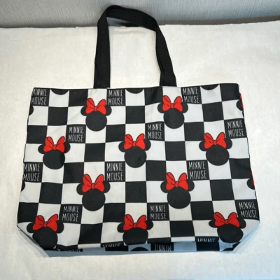 Disney Minnie Mouse Tote Bag Checkerboard Silhouette Gift Reusable Beach Park - Image 1 of 4