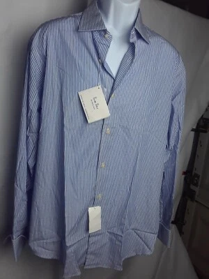 Burma & Bibas shirt Classic blue white Cotton Long Sleeve  16 1/2  34/35 NWT a5 - Image 1 of 4