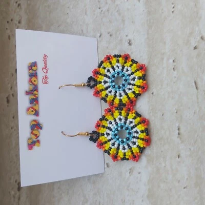 Perlenohrringe Rocaille multicolor Perlen Traditionelle Ohrringe. - Bild 1 von 3