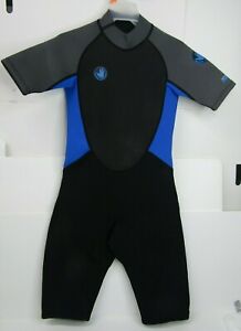 NWT- Body Glove PRO 3 YOUTH Springsuit SZ:MEDIUM Black/Charcoal/Blue Zip