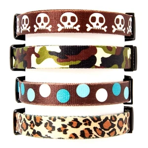 Adjustable Designer Nylon Dog Pet Collars Patterns Colors Durable Woven Soft - Picture 1 of 16
