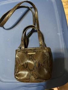Nine West Faux Snake Skin Tan And Brown Crossbody Bag Mini Purse 6x5x2 - Picture 1 of 5