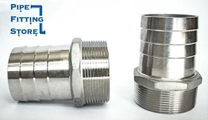 1/2" Stainless Steel Hose Barb Fitting - Hose Adapter x Male NPT - Hose Nipple - Picture 1 of 6