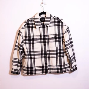 AllSaints Luella Plaid Checkered Collared Button Front Fleece Lined Jacket XS - Picture 1 of 4