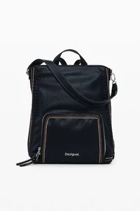 Desigual Zaino borsa cuciture colorate Nero - Picture 1 of 8