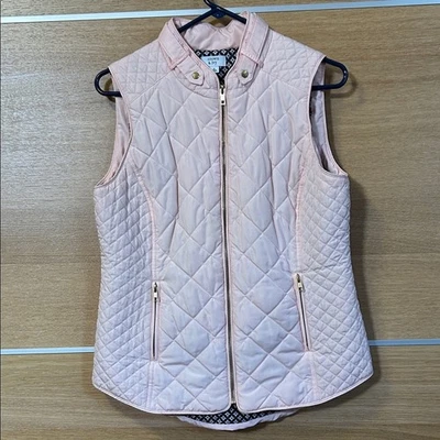 Crown & Ivy Mujer Talla M Rosa Claro Acolchado Chaleco Bolsillos Cremallera Bolsillos para Mano Foto 1 de 4